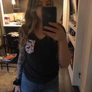 Puppy Pocket V-neck Tee